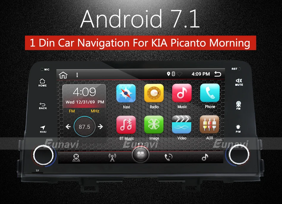 Eunavi 1 Din 8 ''четырехъядерный Android 7,1 автомобильный Радио gps навигация для Kia Picanto Morning стерео 2G ram wifi Bluetooth USB