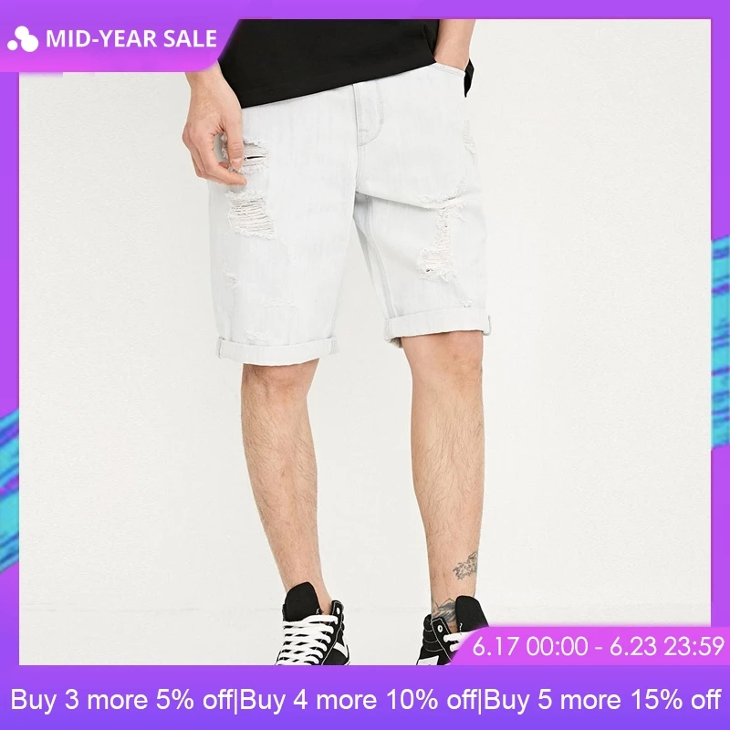 

JaJack Jones Men's Spring & Summer Shorts Men Slim Fit Ripped Denim Shorts Streetwear |218243510