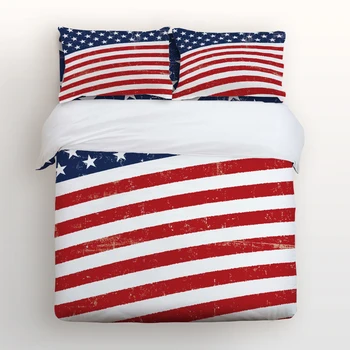 

Duvet Cover Set with Zipper Closure, Vintage American Flag Pattern Print, 4pcs Bedding Sets with Relaxed Soft