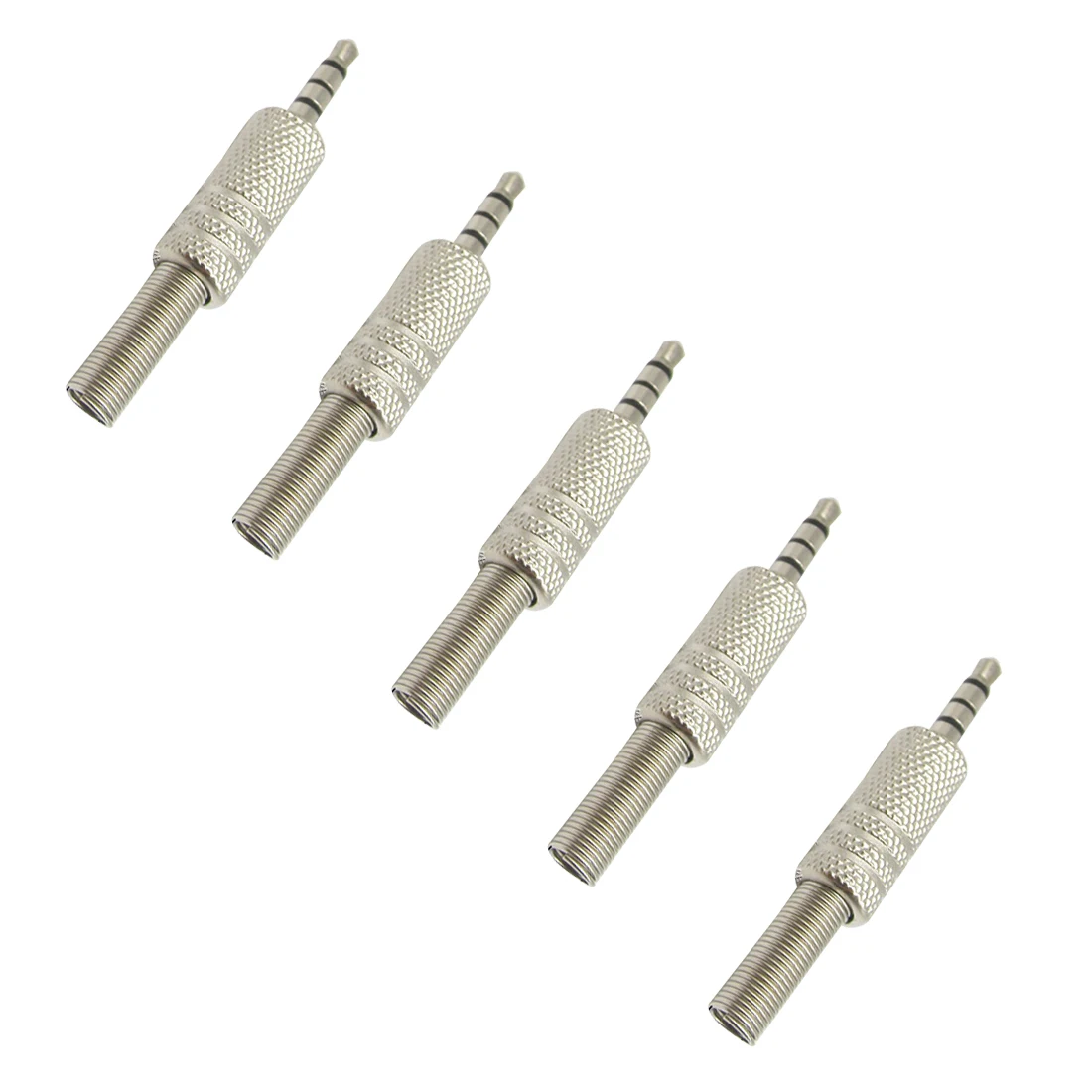 

5pcs Stereo Metal 3Poles 3.5mm Plug Connector Plug&Jack Adapter With Spring Solder Wire Terminals R06