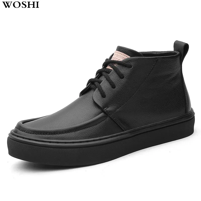 

Genuine Leather Men Boots outdoor Lace Up Breathable Causal Martin Boots flats Fashion Men Ankle boots Botas Male Shoes k4