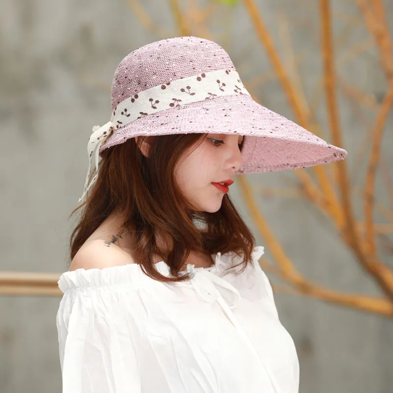 

2019 New Fashion Women Sunshade Hat Widen Brim Bowknot Decor Breathable Beach Cap for Summer Gorras Para Hombre