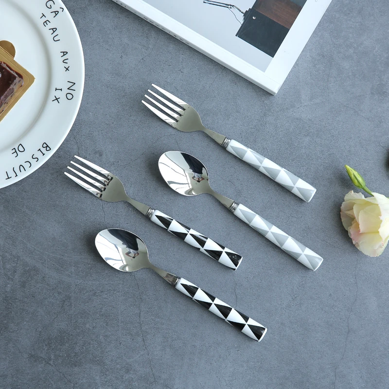 Europen Geometric Triangle Tableware Set Ceramic Cutlery Dinnerware