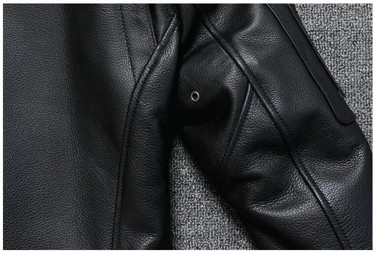 Черная мужская кожаная куртка с шерстяным воротником размера плюс XXXL из натуральной воловьей кожи для русской зимы, кожаная куртка Авиатор