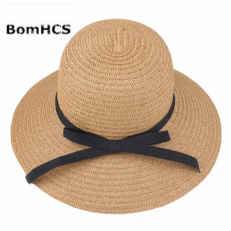 BomHCS Для женщин Летняя шляпа от солнца пляжные шляпы соломенная шляпа ведро 17F-39MZ4