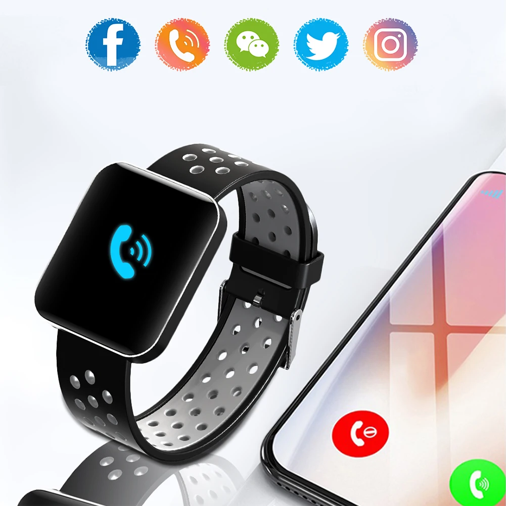 New 1.54 inch HD Color Screen Smart Watch Blood Pressure Heart Rate Sleep Tracker Fitness Smartwatch 5 colors