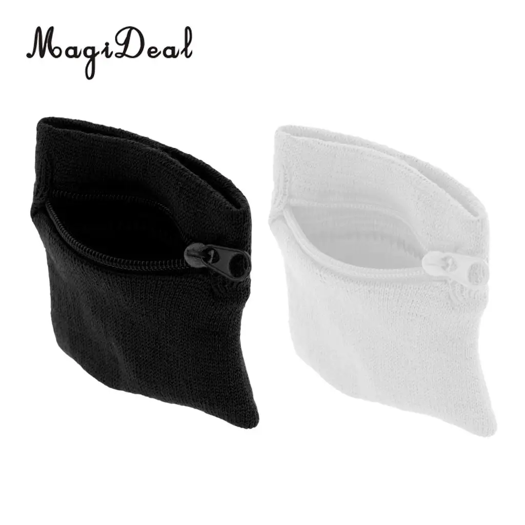 2Pcs Sports Running Wristband Wrist Wallet Zipper Pocket Arm Band for Key Card Holder Storage Bag Badminton Basketball Sweatband