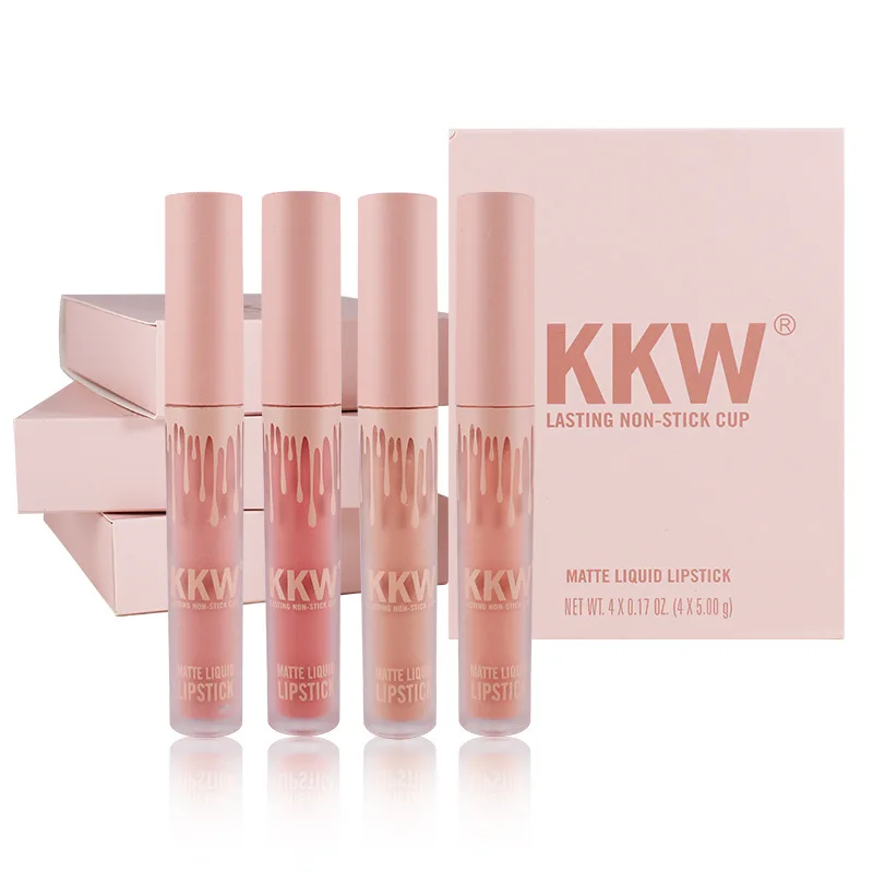 4PCS/SET Kyliejenner Lipstick Set Liquid Matte Lipstick Waterproof Kilie Lipgloss Set Kit Lipgloss Matte Kyliejenner Cosmetics