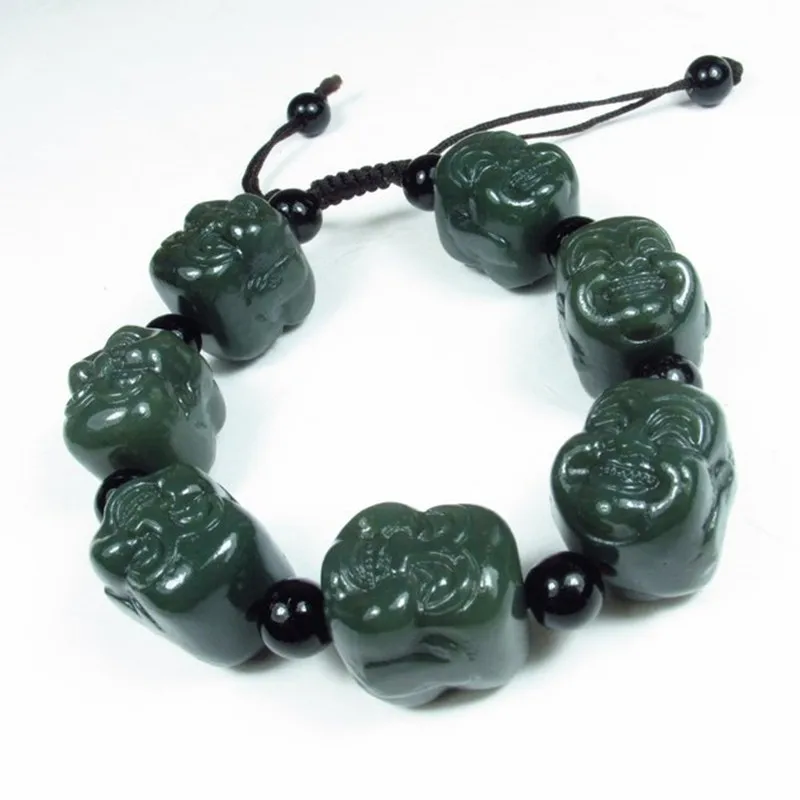 With-Certificate-Natural-HETIAN-Jade-Beads-Bracelet-Carving-Buddha-Head-Green-HETIAN-Jade-Amulet-Lucky-Jade