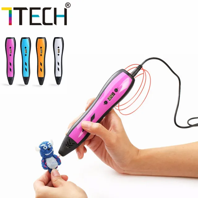 Best Price 7TECH LCD Display Big 3D Printing Pen for Child DIY Educational Drawing Toy 1.75mm ABS Filament Plastic Printer Handle Pen Model