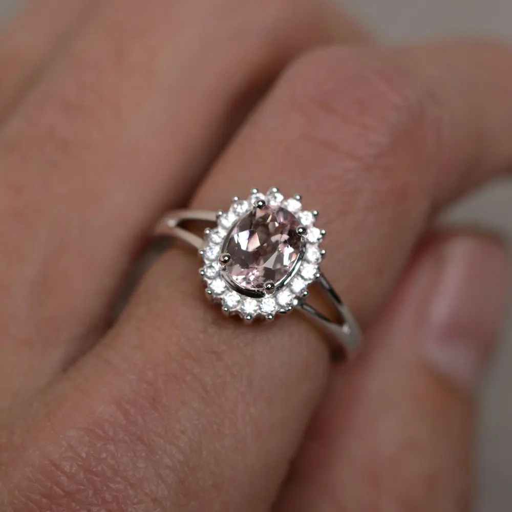 8 6mms925 Sterling Silver Morganite Rings For Women Simulated 8 6mms925 Sterling Silver Morganite Rings For Women Simulated Diamond Engagement Ring Ping Gemstone Promise In From Jewelry