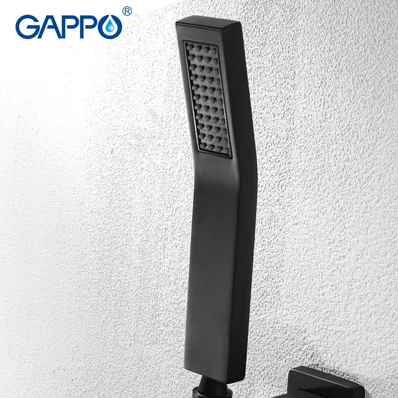 GAPPO Shower faucets black Thermostatic faucet waterfall bathroom mixer rainfall bath set shower faucet 3 function shower mixer