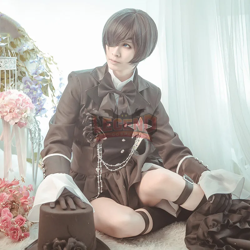 Cospalylegend Аниме kuroshitsuji черный бултер Небесный Phantomhive косплей костюм наряд с шляпой