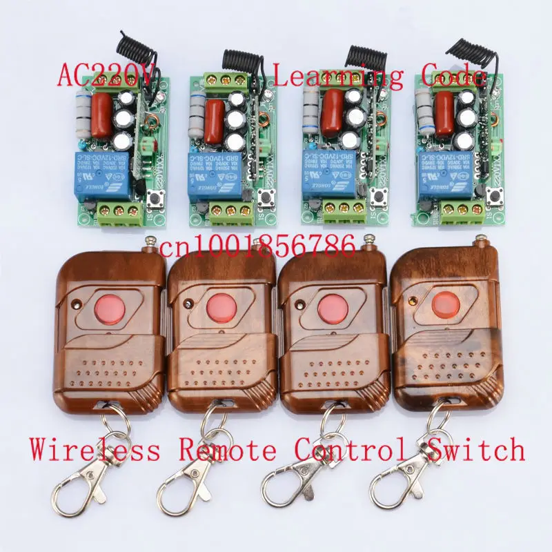 

220V 1CH RF Wireless Remote Switch 1Receiver&T1ransmitter Light Lamp LED SMD ON OFF Switch10A Relay Momenrary Toggle 4pcs/lot