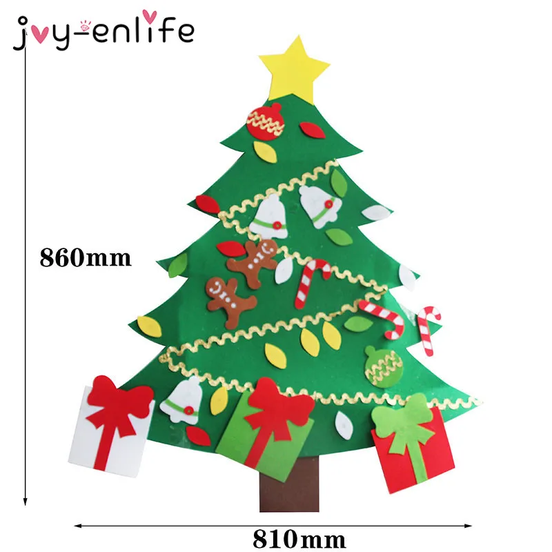 DIY войлочная Рождественская елка, новогодние подарки, детские игрушки, искусственное дерево, настенные подвесные украшения,, Рождественское украшение для дома
