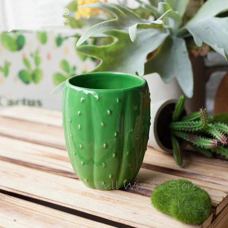 Керамическая чашка в пасторальном стиле с изображением кактуса|ceramic cup|ceramic mugcup cups