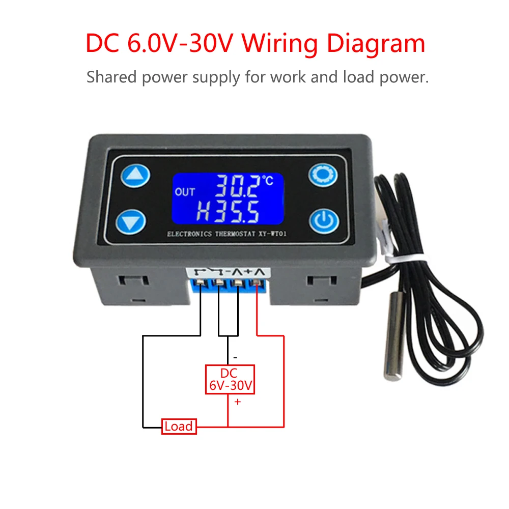 Термостата охлаждения и нагрева Температура контроллер ЖК-дисплей Дисплей с источником питания от постоянного тока, 6 V-30 V Цифровой Температура модуль контроллера