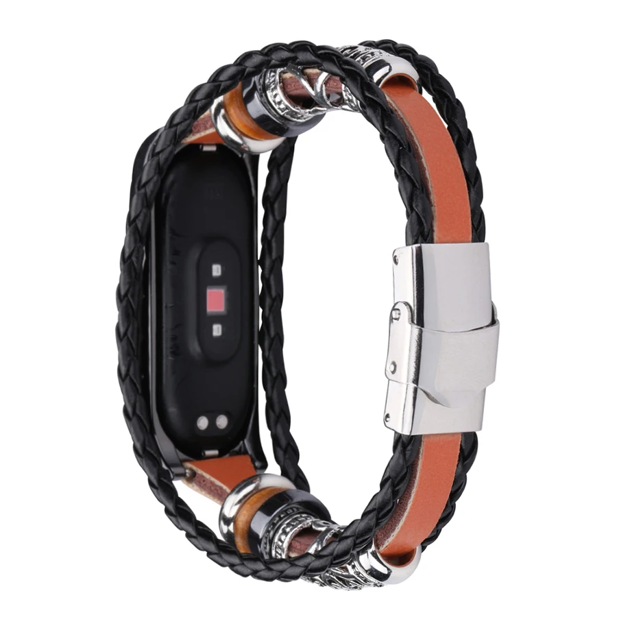 Ремешок для часов Mi Band 4 плетеный браслет из искусственной кожи в стиле ретро Xiaomi