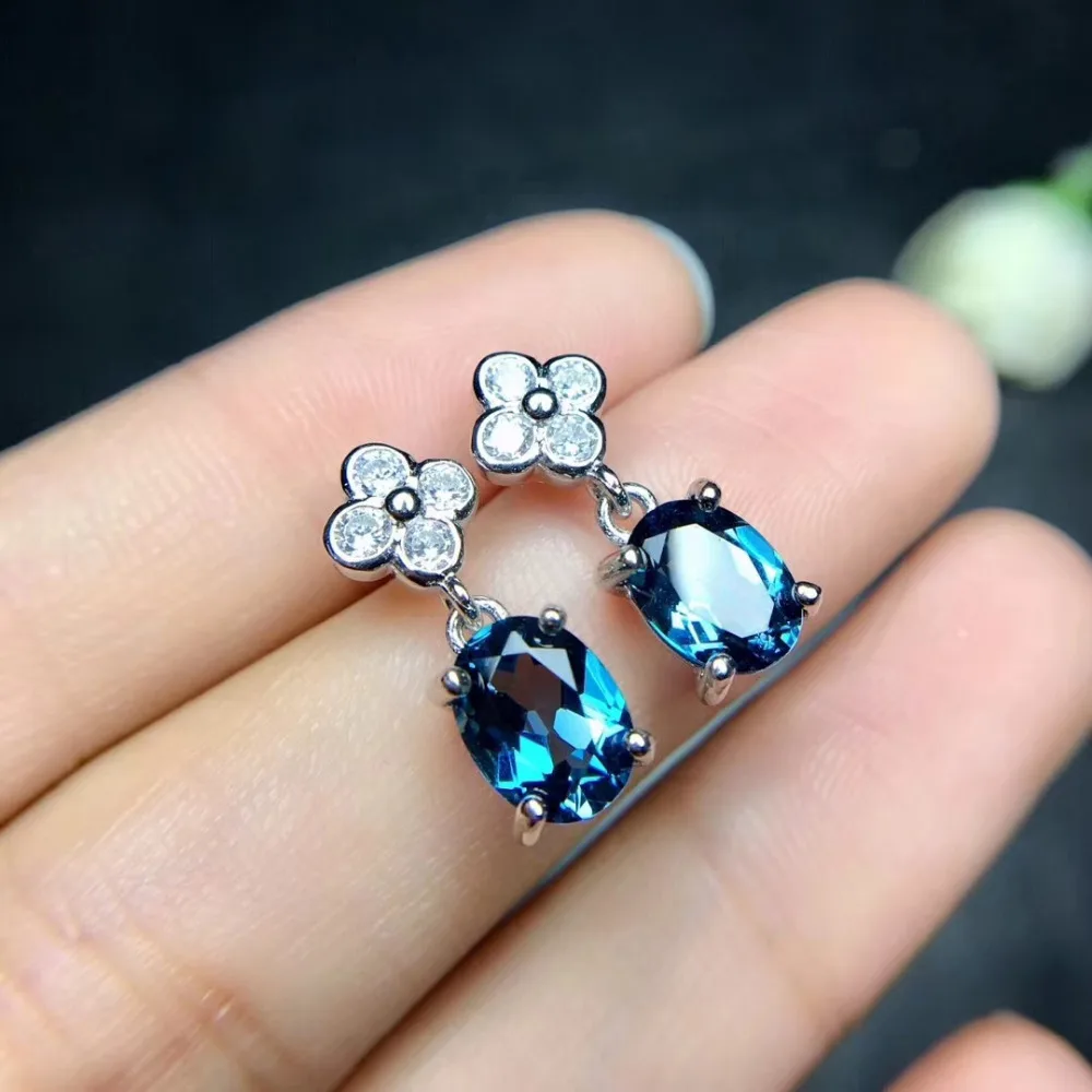 Blue topaz and silver earrings
