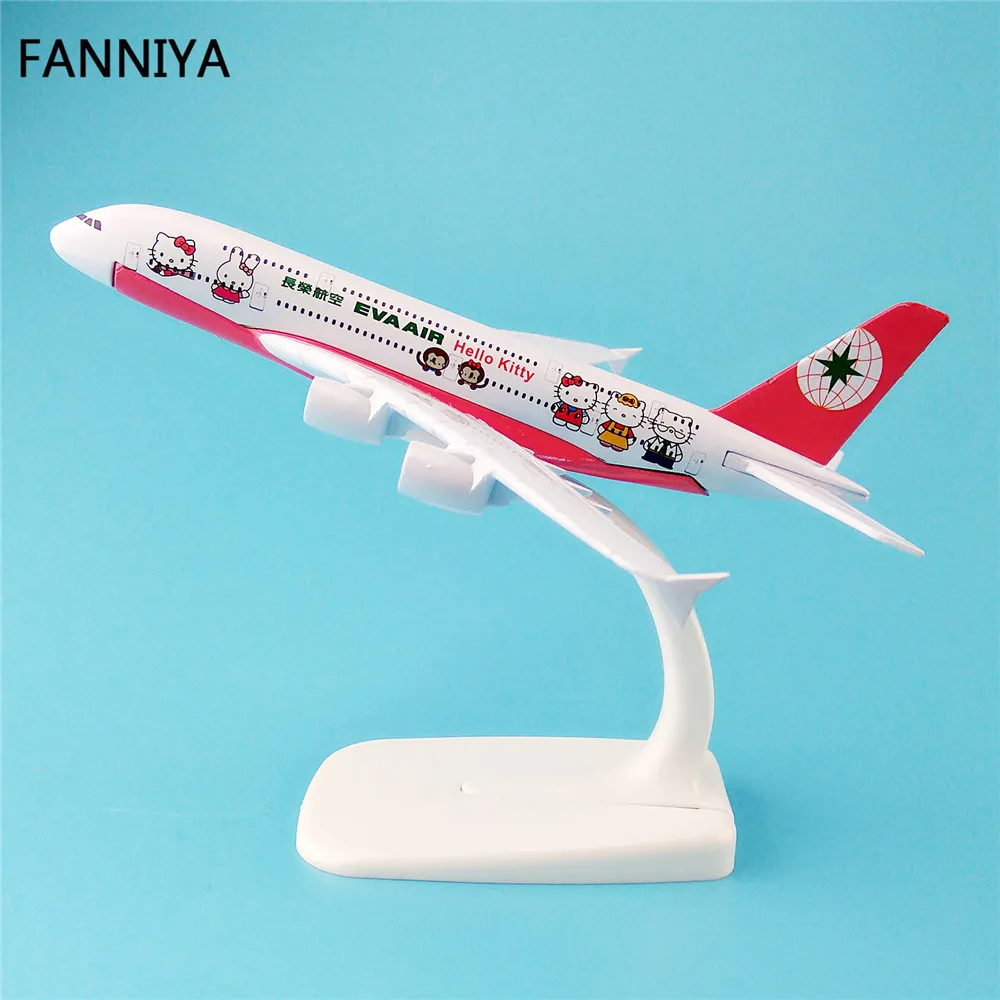 16 см сплав металла Тайвань EVA Air Hello Kitty Airbus 380 A380 модель самолета Модель W Стенд
