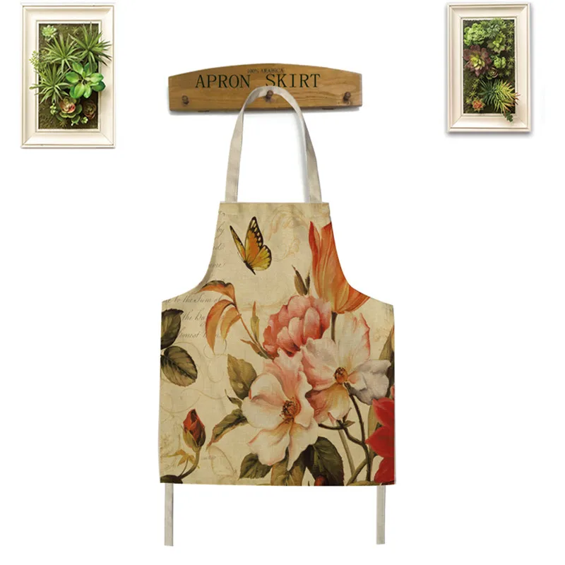 Japanese Bird Linen Fabric Clean Apron Novelty BBQ Party Aprons For Women Kids Kitchen Chef Cooking Anti-oil Personality | Дом и сад