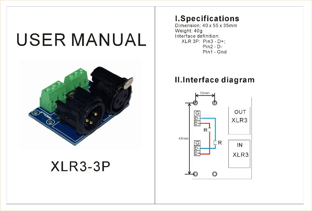 (1 pcslots) XLR3-3P DMX512 разъем реле