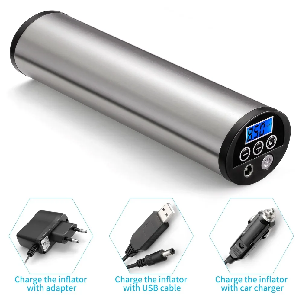 VicTsing Inflatable Pump Portable Air Inflator for Cars Electric Inflatable Pump Rechargeable Mini Electric Inflator with Gauge  (4)