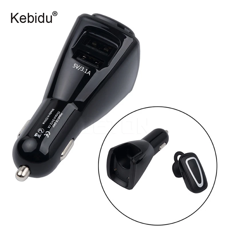 Kebidu Bluetooth V4.1 2 в 1 наушники Dual USB Автомобильное зарядное устройство гарнитура без