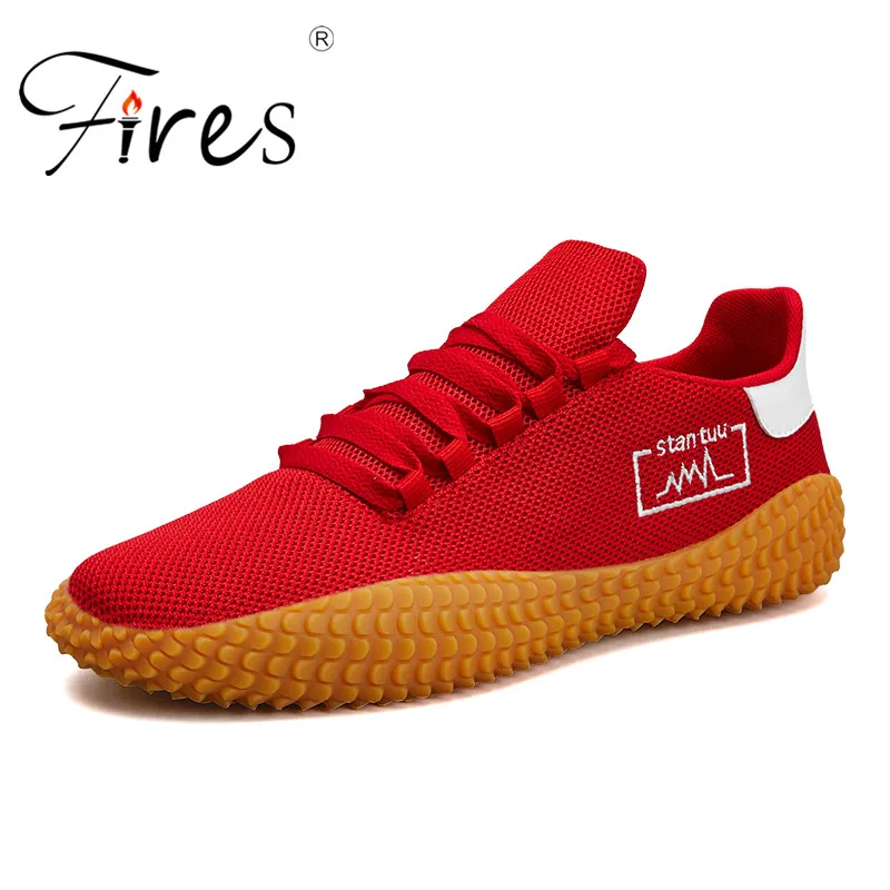 Новая мужская обувь Летняя модная Мужская дышащая сетчатая обувь для отдыха мужские кроссовки для взрослых Нескользящая Удобная Вулканизированная обувь - Цвет: Красный