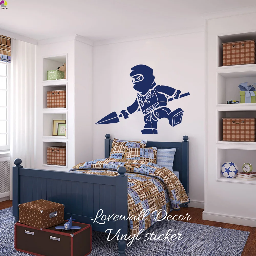 الكرتون ليغو Ninjago جاي الرمح جدار ملصق بوي غرفة حضانة الطفل لطيف خارقة سلاح صائق غرفة الاطفال الأطفال غرفة الفينيل