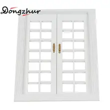 Белый цвет кукольный домик Миниатюрный 1:12 Окно Дверь Кукольный дом аксессуары окно выдалбливают DIY мини кукольный домик мебель Прямая поставка