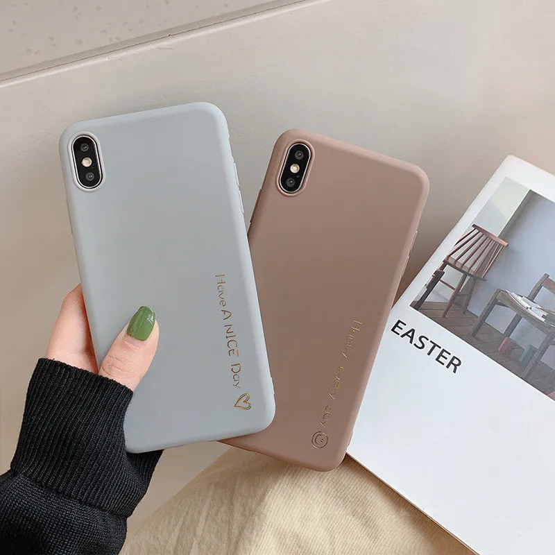 Art Pure Color Retro Letter Korean Phone Case For iPhone X Xs XR Xsmax 7 Puls 6 6S 8 Cases Cute Soft Silicone Cover |