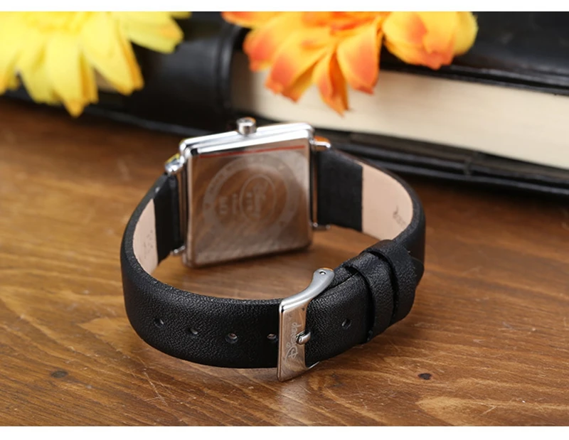 Микки Маус женские квадратные кожаные Кварцевые водонепроницаемые наручные часы disney Женские Простые модные элегантные часы хорошего качества