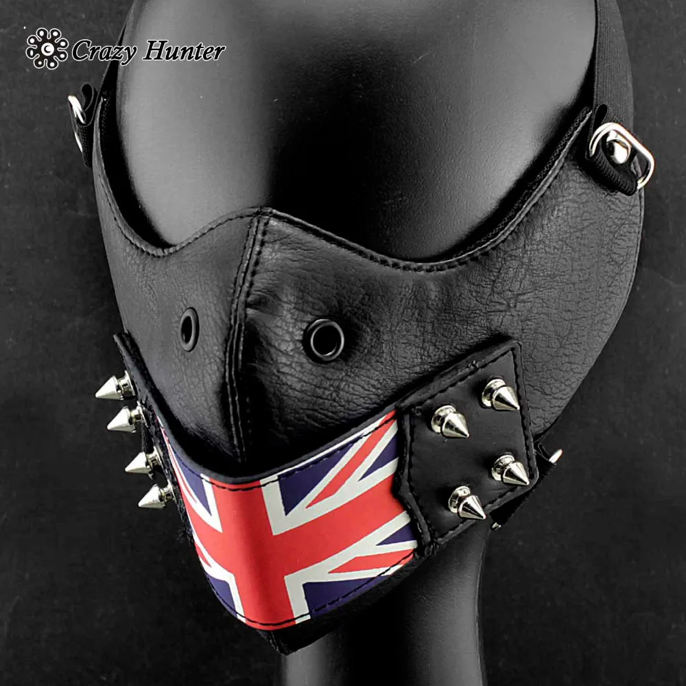New UK Flag Studded Biker Punk Mask Steampunk Masque Unisex | Тематическая одежда и униформа