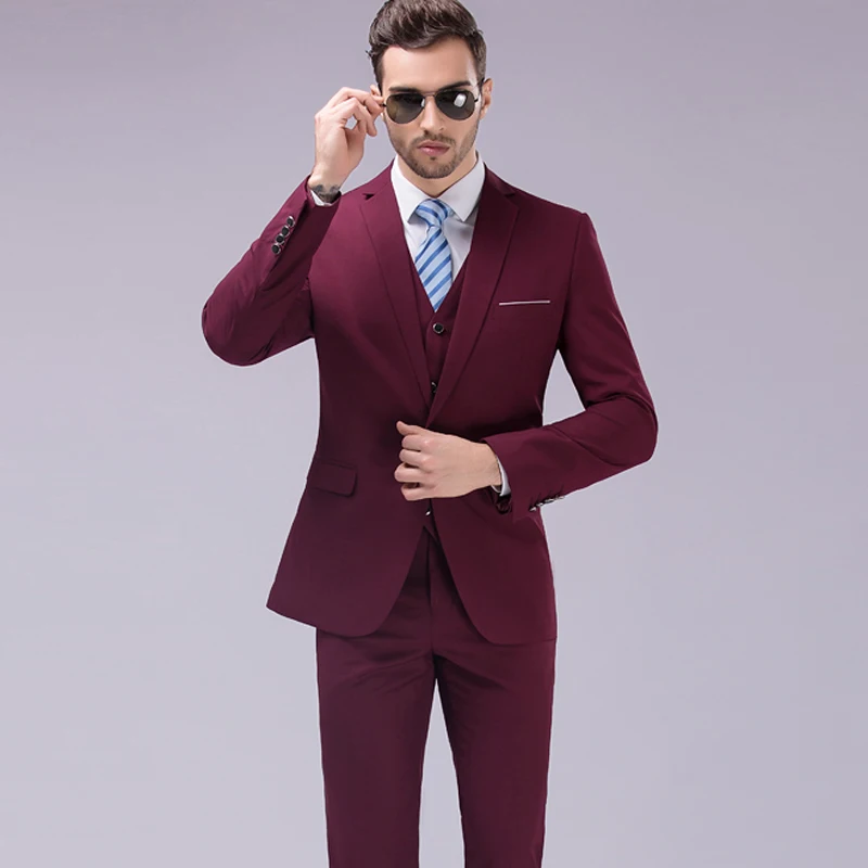 

Men's Business Formal Suit Pants Vest Sets Suit + Vest + Pants 3 Pieces Sets Slim Suits Wedding Party Blazers Jacket