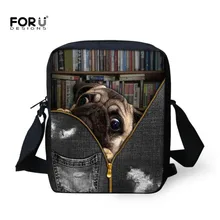 FORUDESIGNS/Новинка года; милые мини-сумки на плечо с изображением мопса; сумка через плечо для детей; маленькие сумки высокого качества