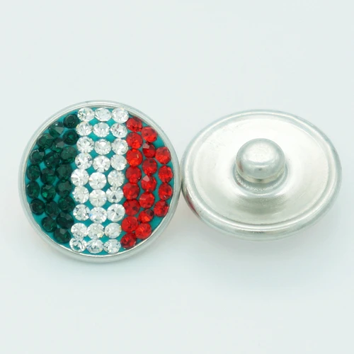 

Hot sale Manual KB0266 Mexican Flag Italy flag 18MM rhinestone snap buttons fit DIY snap bracelets jewelryhigh quality wholesale