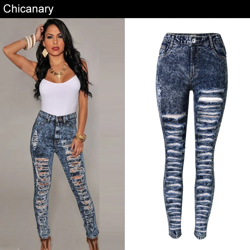 2016 New Summer Autumn Women s High Waist Ripped Jeans Individuality Summer Style Hole Black Hollow