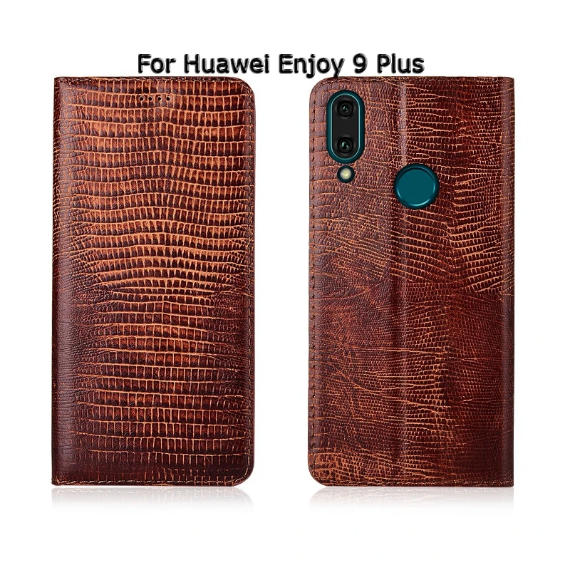 Чехол для телефона для Huawei Enjoy 7 8 9 плюс текстура под ящерицу раскладной Магнитный чехол с подставкой из натуральной кожи для мобильного телефона