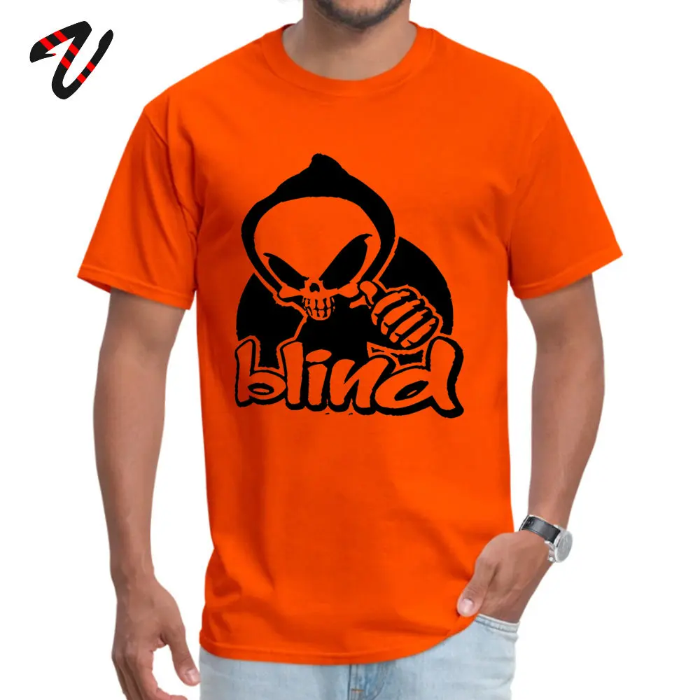 Dominant Men's T Shirts Round Collar Short Sleeve Cotton Blind skeleton. Tops Shirt Personalized Top T-shirts Wholesale Blind skeleton.10956 orange