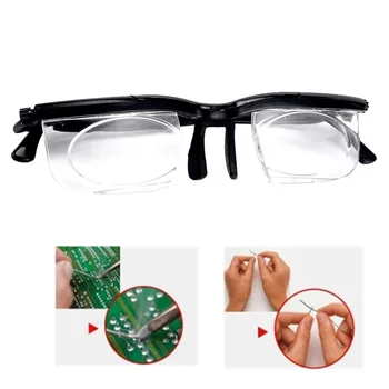New Adjustable Strength Lens Eyewear Variable Focus Distance Vision Zoom Glasses Protective Magnifying Glasses with Storage Bag select a vision sport readers with rectangular lens black