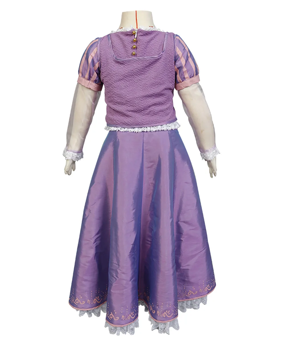 Для девочек парик, принцесса Рапунцель Косплэй костюм платье для детей Хэллоуин карнавальные костюмы косплей