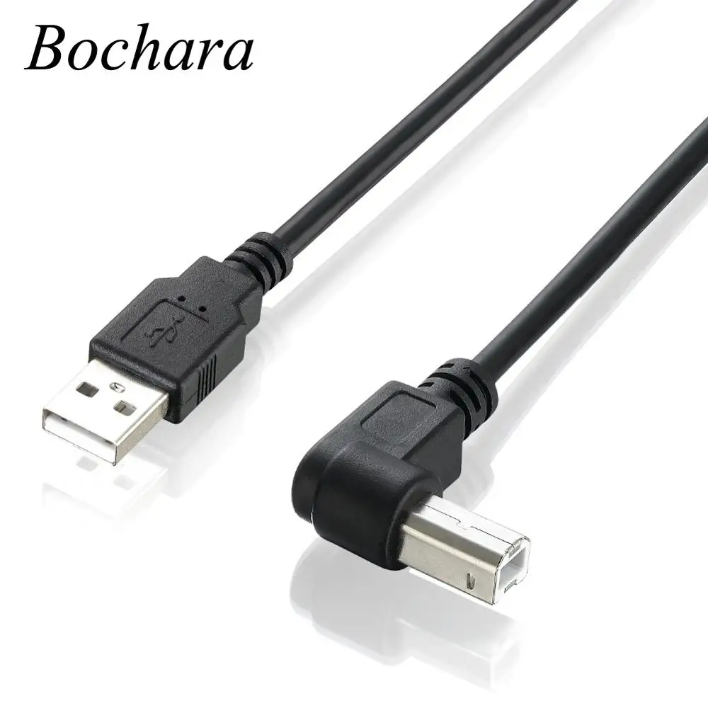 Кабель для принтера Bochara кабель USB 2 0 с разъемом типа папа и 90 градусов + Плетеный