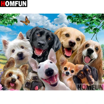 

HOMFUN 5D DIY Diamond Painting Full Square/Round Drill "Animal dog" 3D Embroidery Cross Stitch gift Home Decor Gift A08192