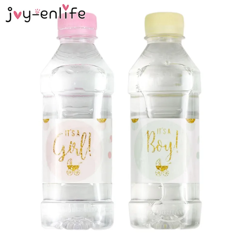 12pcs Baby Shower Decoration Girl/Boy Mineral Water Bottle Gift Stickers Label Baby Shower Birthday Party Bottle Label Stickers