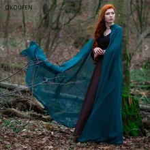 Свадебный плащ с кепкой женское платье Болеро Свадебные накидки шифоновое длинное пальто chaqueta куртки с капюшоном накидки Свадебные аксессуары нефритовый бирюзовый