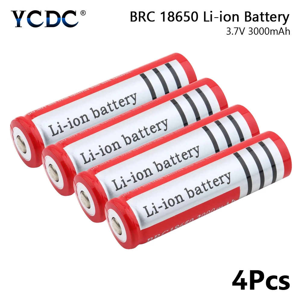 Аккумуляторная батарея BRC высокой емкости brc 18650 3,7 v 3000mah перезаряжаемый аккумулятор для электронных сигарет с высокой разрядкой - Цвет: 4 Pcs