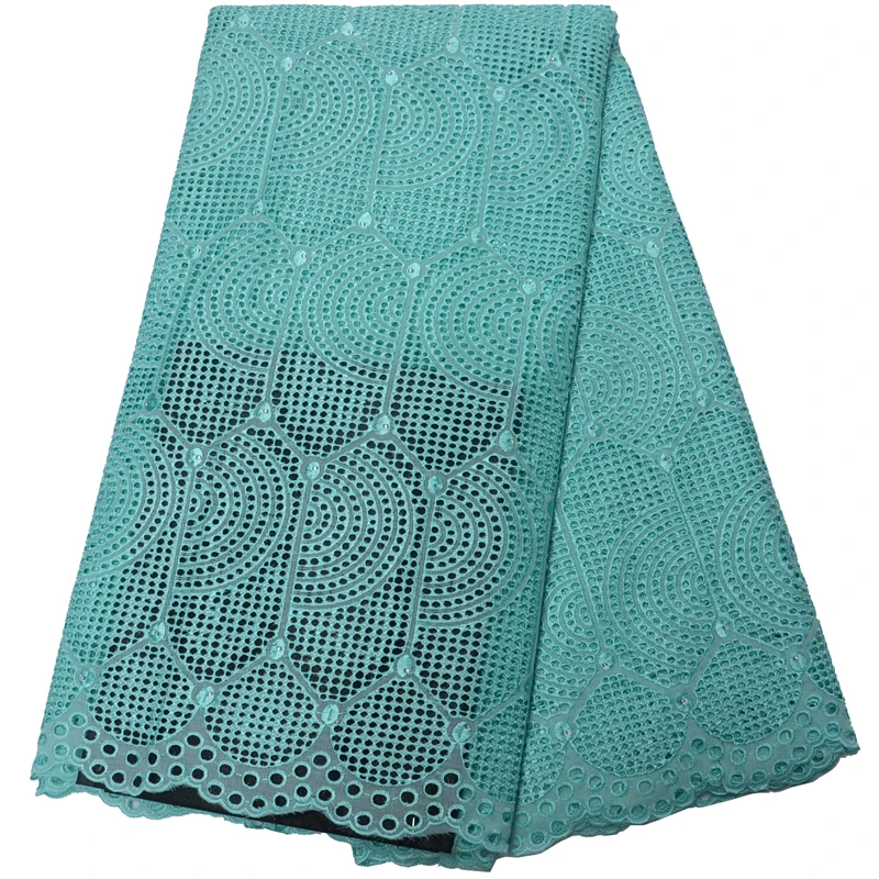 

Free shipping (5yards/pc) mint green African dry cotton lace fabric Swiss voile lace high quality for party dress CLP265