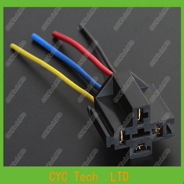 

10pcs General Car/Auto Relay Socket with 6.3m Terminal and 10cm Wire,Wiring socket for Car Modification
