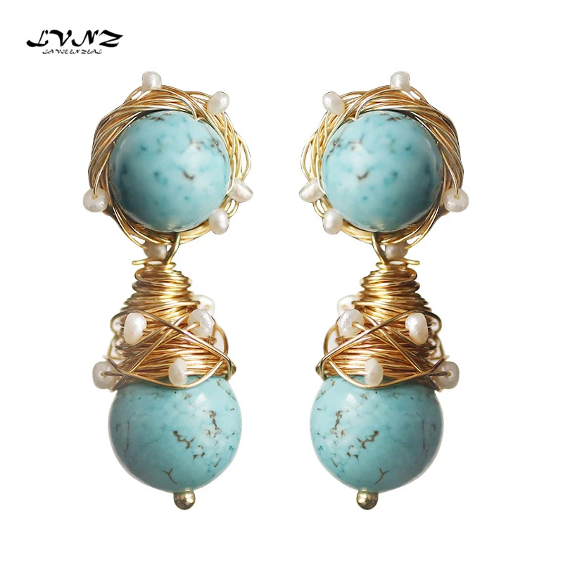 LVNZ 2019 New Hot Fashion Gig Round Freshwater Pearls Manual Twining Drop Earrings For Women Trendy Jewelry 7068j | Украшения и